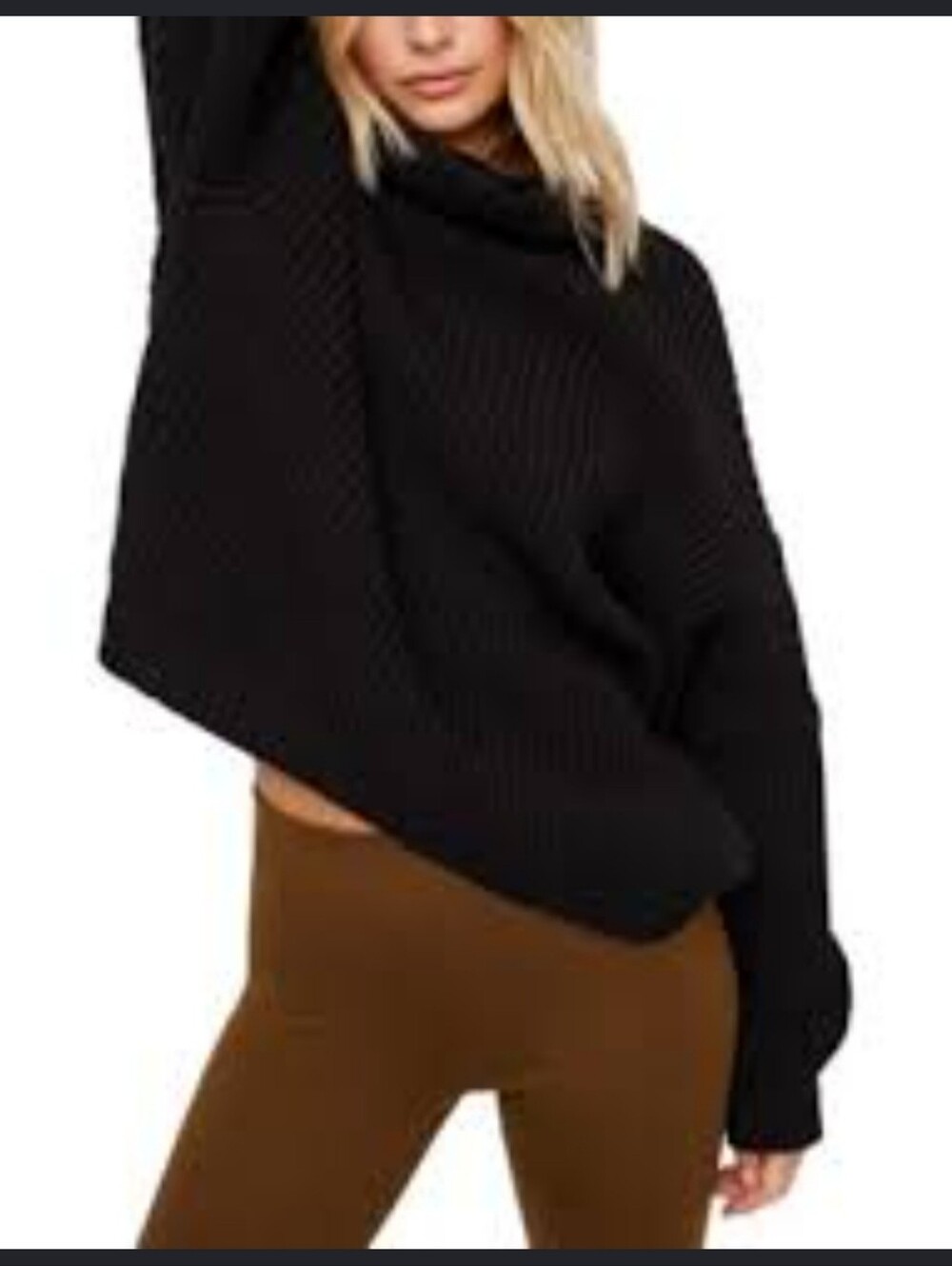 Free People Swim Too Deep Chunky Knit Oversized Black Sweater Medium